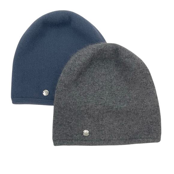 Mjuk Iceland Slouchie Beanie Hat Bundle Of 2 Gray Blue